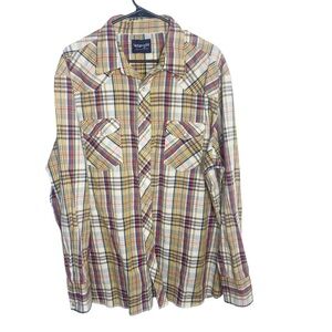 Vintage wrangler western shirt pearl snap plaid